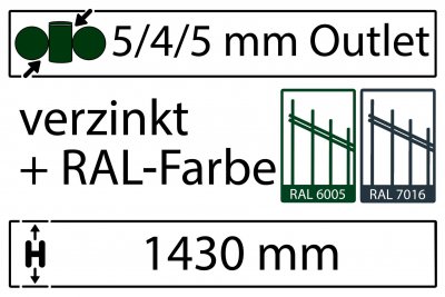 5/4/5 mm - Höhe 1430 mm in RAL Farbe
